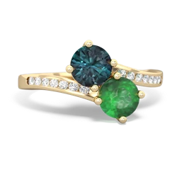 Alexandrite Channel Set Two Stone 14K Yellow Gold ring R5303