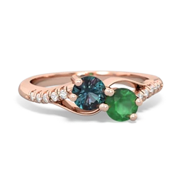 Alexandrite Infinity Pave Two Stone 14K Rose Gold ring R5285