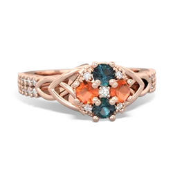 Alexandrite Celtic Knot Cluster Engagement 14K Rose Gold ring R26443RD