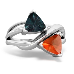 Alexandrite Split Band Swirl 14K White Gold ring R2341