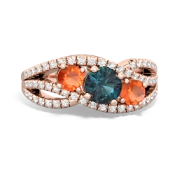 Alexandrite Three Stone Aurora 14K Rose Gold ring R3080