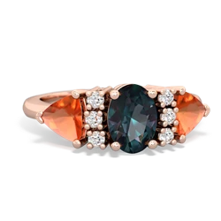 Alexandrite Antique Style Three Stone 14K Rose Gold ring R2186