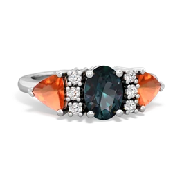 Alexandrite Antique Style Three Stone 14K White Gold ring R2186