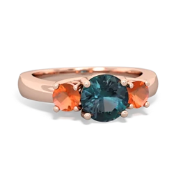 Alexandrite Three Stone Round Trellis 14K Rose Gold ring R4018