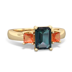 Alexandrite Three Stone Emerald-Cut Trellis 14K Yellow Gold ring R4021