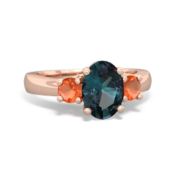 Alexandrite Three Stone Oval Trellis 14K Rose Gold ring R4024