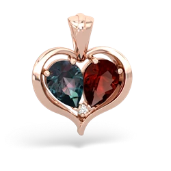 Alexandrite Two Become One 14K Rose Gold pendant P5330