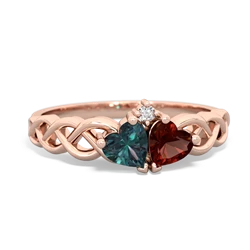 Alexandrite Heart To Heart Braid 14K Rose Gold ring R5870