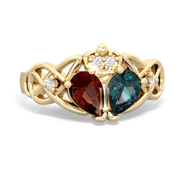 Alexandrite 'One Heart' Celtic Knot Claddagh 14K Yellow Gold ring R5322