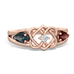 Alexandrite Hearts Intertwined 14K Rose Gold ring R5880