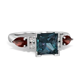 Alexandrite 6Mm Princess Eternal Embrace Engagement 14K White Gold ring C2002