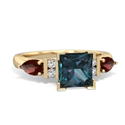 Alexandrite 6Mm Princess Eternal Embrace Engagement 14K Yellow Gold ring C2002