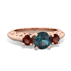 Alexandrite Art Deco Eternal Embrace Engagement 14K Rose Gold ring C2003