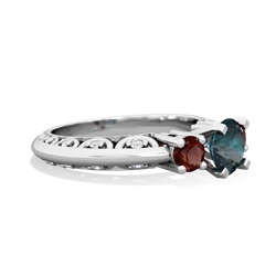 Alexandrite Art Deco Eternal Embrace Engagement 14K White Gold ring C2003