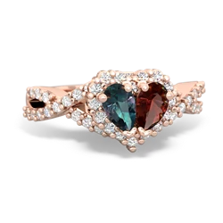 Alexandrite Diamond Twist 'One Heart' 14K Rose Gold ring R2640HRT
