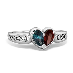 Alexandrite Filligree 'One Heart' 14K White Gold ring R5070