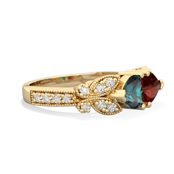 Alexandrite Diamond Butterflies 14K Yellow Gold ring R5601