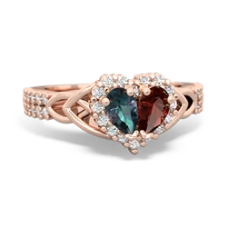 Alexandrite Celtic Knot Two Hearts As One 14K Rose Gold ring R2644HRT