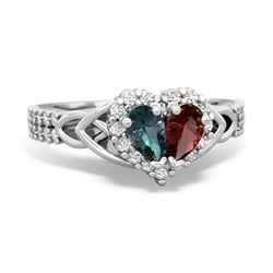 Alexandrite Celtic Knot Two Hearts As One 14K White Gold ring R2644HRT