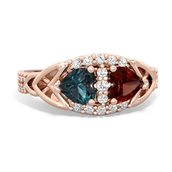 Alexandrite Sparkling Celtic Knot 14K Rose Gold ring R2645