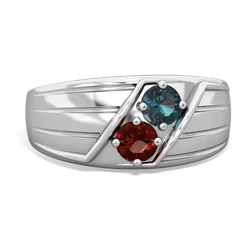 Alexandrite Men's Streamline 14K White Gold ring R0460