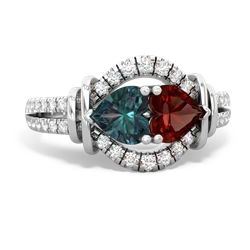 Alexandrite Art-Deco Keepsake 14K White Gold ring R5630