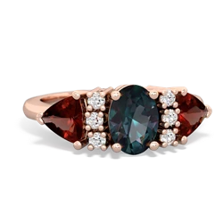 Alexandrite Antique Style Three Stone 14K Rose Gold ring R2186