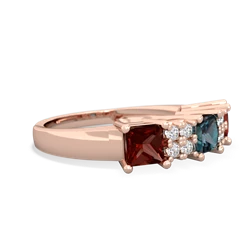 Alexandrite Three Stone Diamond Cluster 14K Rose Gold ring R2592