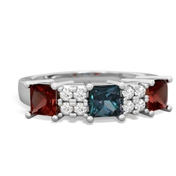 Alexandrite Three Stone Diamond Cluster 14K White Gold ring R2592