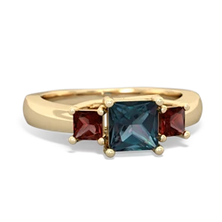 Alexandrite Three Stone Trellis 14K Yellow Gold ring R4015