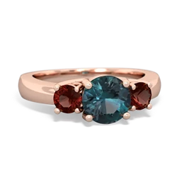 Alexandrite Three Stone Round Trellis 14K Rose Gold ring R4018