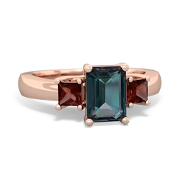 Alexandrite Three Stone Emerald-Cut Trellis 14K Rose Gold ring R4021