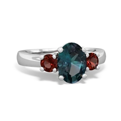 Alexandrite Three Stone Oval Trellis 14K White Gold ring R4024