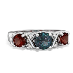 Alexandrite Hugs And Kisses 14K White Gold ring R5016