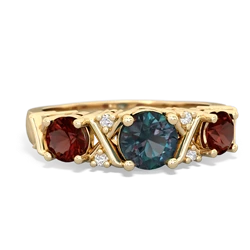 Alexandrite Hugs And Kisses 14K Yellow Gold ring R5016