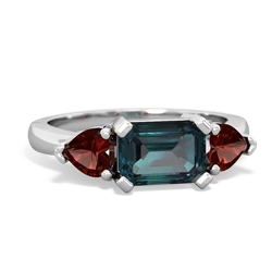 Alexandrite Three Stone 14K White Gold ring R5235