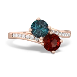 Alexandrite Channel Set Two Stone 14K Rose Gold ring R5303