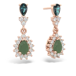 Alexandrite Halo Pear Dangle 14K Rose Gold earrings E1882