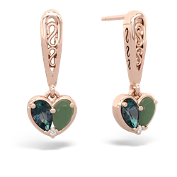 Alexandrite Filligree Heart 14K Rose Gold earrings E5070