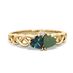 Alexandrite Heart To Heart Braid 14K Yellow Gold ring R5870