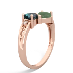 Alexandrite Snuggling Hearts 14K Rose Gold ring R2178