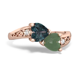 Alexandrite Snuggling Hearts 14K Rose Gold ring R2178