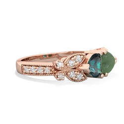 Alexandrite Diamond Butterflies 14K Rose Gold ring R5601