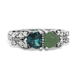 Alexandrite Diamond Butterflies 14K White Gold ring R5601