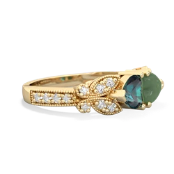 Alexandrite Diamond Butterflies 14K Yellow Gold ring R5601