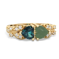 Alexandrite Diamond Butterflies 14K Yellow Gold ring R5601