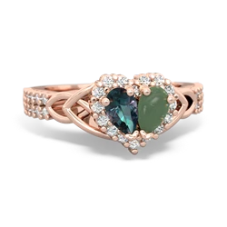 Alexandrite Celtic Knot Two Hearts As One 14K Rose Gold ring R2644HRT