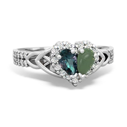 Alexandrite Celtic Knot Two Hearts As One 14K White Gold ring R2644HRT