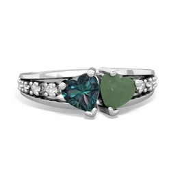 Alexandrite Heart To Heart 14K White Gold ring R3342