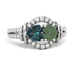 Alexandrite Art-Deco Keepsake 14K White Gold ring R5630